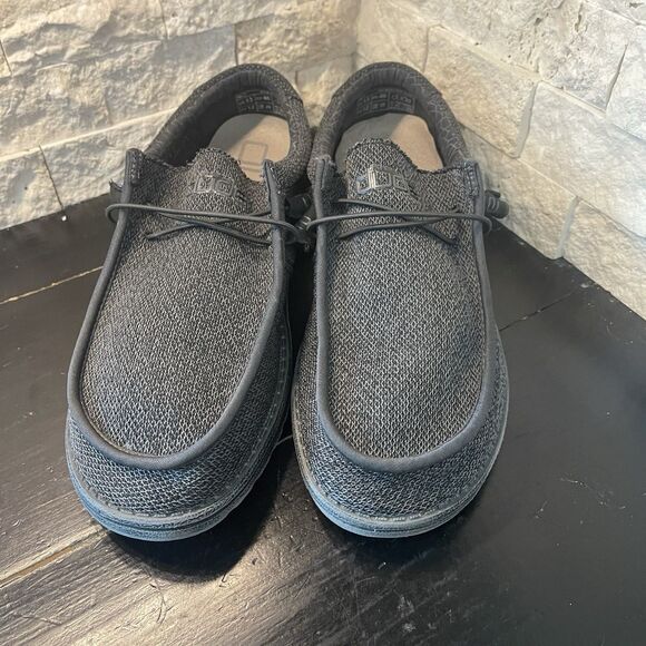 Hey Dude Wally Sox Shoes Men's Sz 13 Micro Total Black Loafer Slip On - Picture 2 of 9